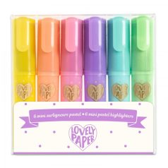   Szövegkiemelő mini szett - 6 db pasztel szín - 6 mini pastel highlighters - DD03754