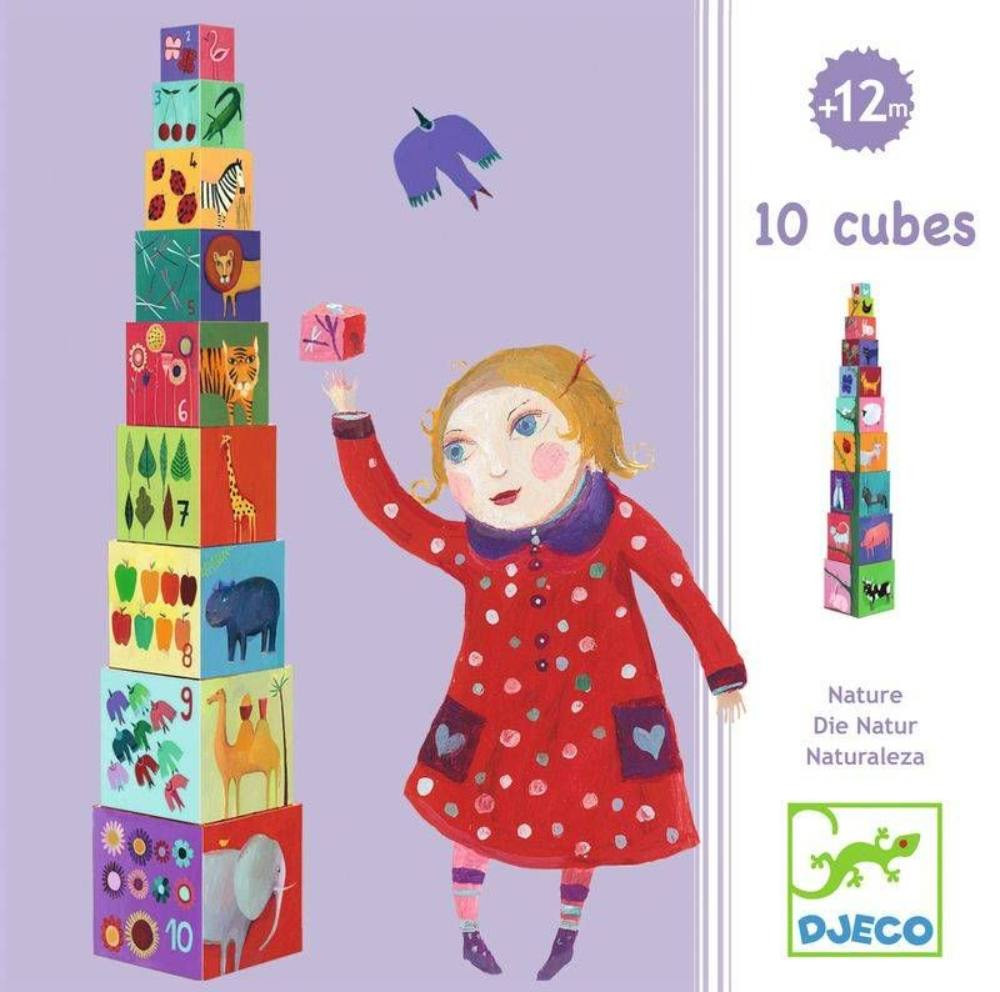 Toronyépítő kocka - természet, állat - 10 nature & animal blocks - Djeco