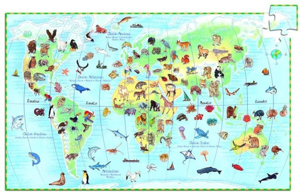 A föld gyönyörű állatai, 100 db-os megfigyelő puzzle - World's animals + booklet - 100 pcs - Djeco