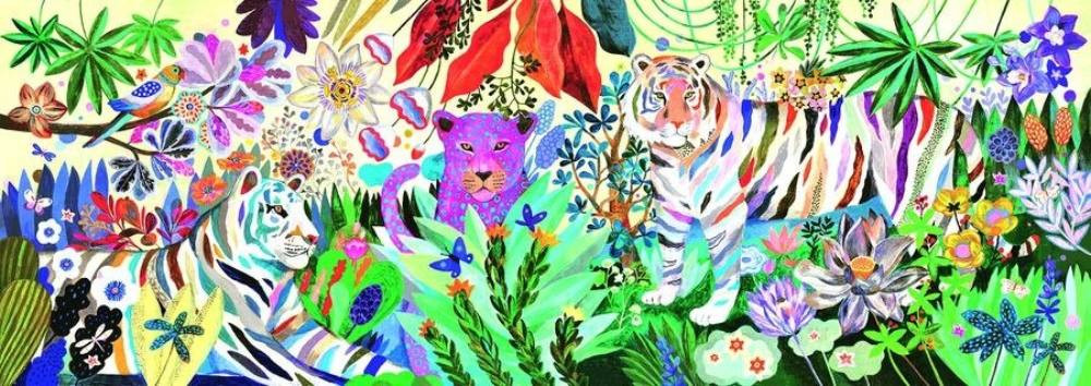 Csodás szivárány tigrisek, 1000 db-os művész puzzle - Rainbow Tigers - 100 pcs - Djeco