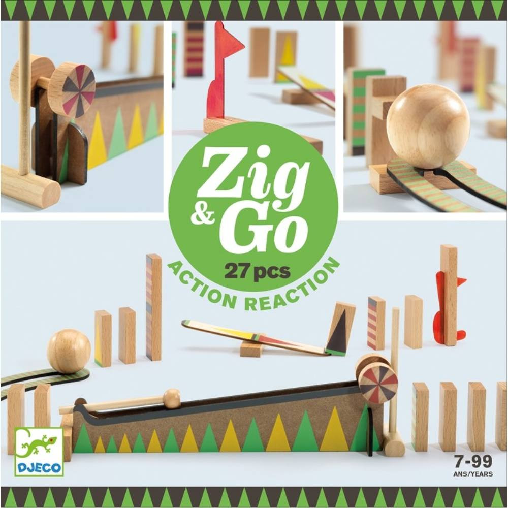 Gurul és borul - Dominós golyópálya 27 db-os - Zig & Go - 27 pcs - Djeco