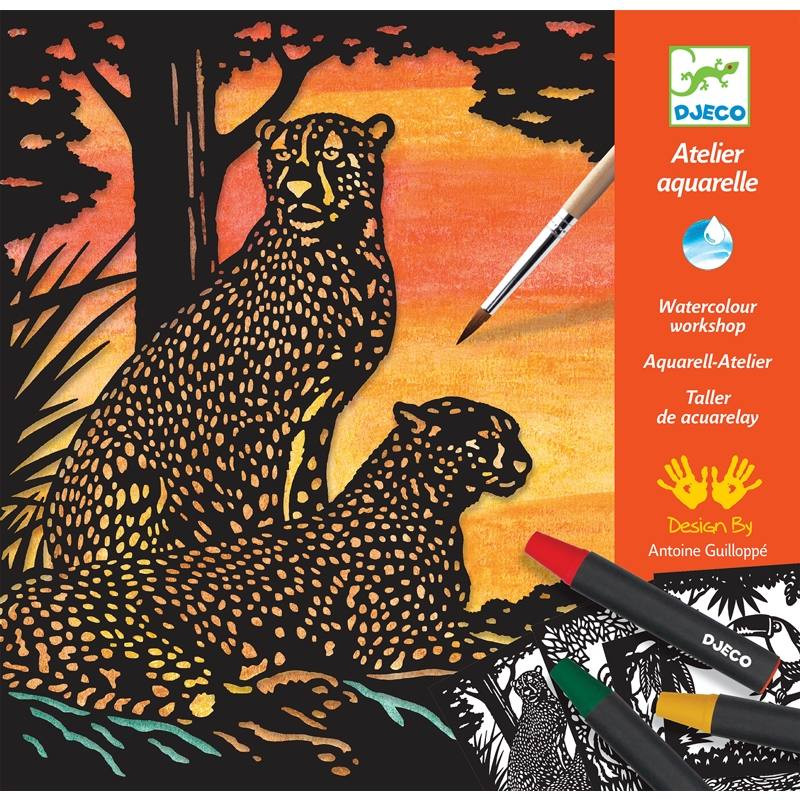 Dzsungel állatok - Akvarell készlet -Backlight - Djeco