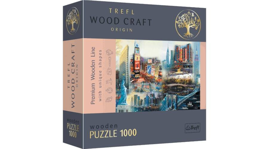 Wood Craft: New York kollázs 1000 db-os prémium fa puzzle – Trefl